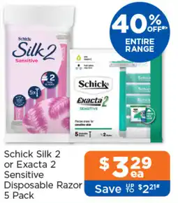 Good Price Pharmacy Schick Silk 2 Sensitive Disposable Razor offer