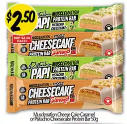 Not Quite Right Musclenation Cheese Cake Caramel or Pistachio Cheesecake Protein Bar offer