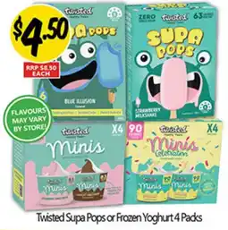 Not Quite Right Twisted Supa Pops or Frozen Yoghurt 4 Packs offer