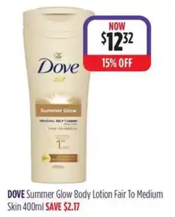 Wizard Pharmacy Dove Summer Glow Body Lotion Fair To Medium offer