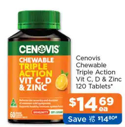 Good Price Pharmacy Cenovis Chewable Triple Action Vit C, D & Zinc offer