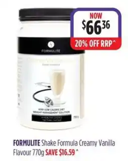 Wizard Pharmacy Formulite Shake Formula Creamy Vanilla offer