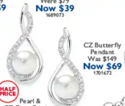 Prouds Pearl & CZ Butterfly Pendant offer