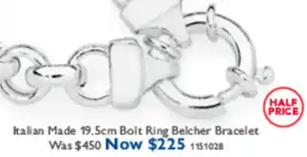 Italian Made 19.5cm Bolt Ring Belcher Bracelet