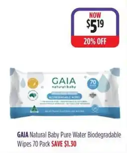 Wizard Pharmacy Gaia Natural Baby Pure Water Biodegradable Wipes offer