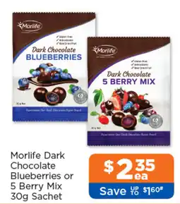 Good Price Pharmacy Morlife Dark Chocolate Blueberries or 5 Berry Mix offer