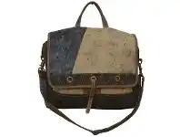 LivingStyles Beasley Cowhide and Canvas Satchel Bag offer