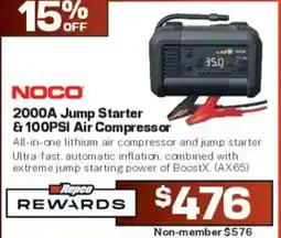 Repco Noco 2000A Jump Starter & 100PSI Air Compressor offer
