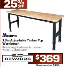 Repco Echpro 1.8m Adjustable Timber Top Workbench offer