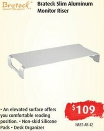 Leader Computers Brateck Slim Aluminum Monitor Riser offer