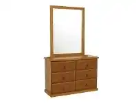 LivingStyles Alford Pine Timber 6 Drawer Dresser with Mirror offer