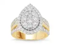 Bevilles Jewellery Meera Pear Halo Ring with 2.50ct of Laboratory Grown Diamonds in 9ct Yellow Gold offer