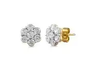 Bevilles Jewellery Meera Flower Earrings with 1.50ct of Laboratory Grown Diamonds in 9ct Yellow Gold offer