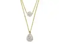 Bevilles Jewellery Stainless Steel Gold Colour Crystal Belcher Necklace offer