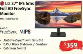 Leader Computers LG 27" IPS 5ms Full HD FreeSync Monitor offer
