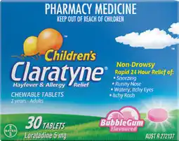 Discount Drug Stores Claratyne Children’s Bubblegum 30 Chewable Tablets offer