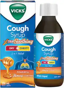 Discount Drug Stores NEW Vicks Cough Syrup Xtra Soothing Dry + Chesty offer