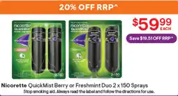 Discount Drug Stores Nicorette QuickMist Berry or Freshmint Duo offer