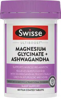 Discount Drug Stores Swisse Ultiboost Magnesium Glycinate + Ashwagandha Night 60 Tablets offer