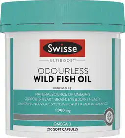 Discount Drug Stores Swisse Ultiboost Odourless Wild Fish Oil 2000mg 200 Capsules offer