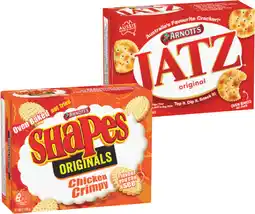 IGA Arnott’s Shapes 120‑190g, Jatz 225g or Clix 250g Selected Varieties offer