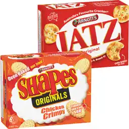 IGA Arnott’s Shapes 120-190g or Jatz 225-250g Selected Varieties offer