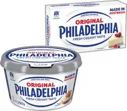 IGA Philadelphia Cream Cheese Block or Spreadable Tub 250g Selected Varieties offer
