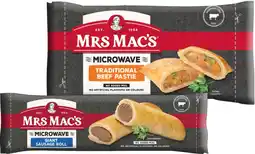 IGA Mrs Mac’s Microwave Giant Sausage Roll, Pies 175g or Pastie 165g Selected Varieties offer
