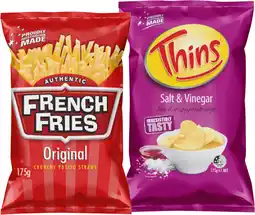 IGA French Fries or Thins Chips 175g Selected Varieties offer
