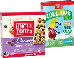 IGA Uncle Tobys Muesli Bars, Roll‑Ups or Nestlé Nesquik Bars 5‑6 Pack Selected Varieties offer