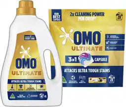 IGA OMO Ultimate Laundry Liquid 2 Litre, Powder 2kg or Capsules 28 Pack Selected Varieties offer