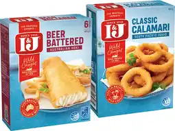 IGA I&J Australian Hoki Beer Battered 425g, Calamari 360g or Fish Tenders 320g Selected Varieties offer