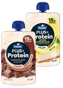 IGA Pauls Plus+ Protein Yoghurt Pouch Selected Varieties offer
