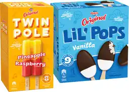 IGA Peters Original Twin Pole 8 Pack or LiL’ Pops Ice Cream 9 Pack Selected Varieties offer