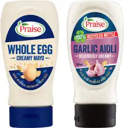IGA Praise Aioli or Mayo 230-250mL Selected Varieties offer