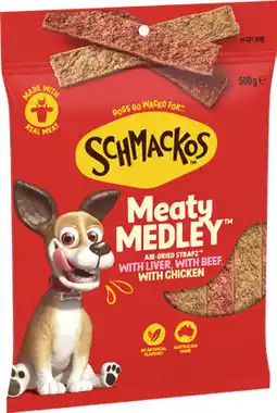 IGA Schmackos Strapz or Stix Dog Treats 500g Selected Varieties offer