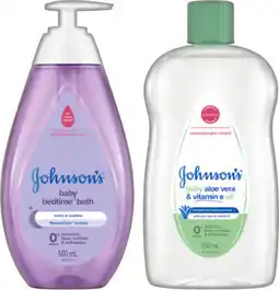 IGA Johnson’s Baby Bedtime Bath, Baby Oil Aloe Vera & Vitamin E or Shampoo 500mL offer