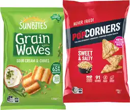 IGA Sunbites Grain Waves Chips 170g, PopCorners 130g or Simply Chips 120g Selected Varieties offer