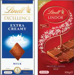 IGA Lindt Excellence or Lindor Chocolate Block 100g Selected Varieties offer