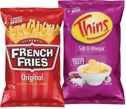 IGA French Fries 175g or Thins Chips 150‑175g Selected Varieties offer