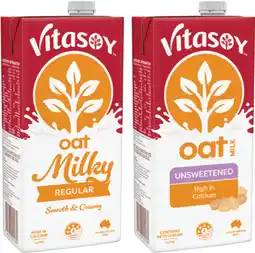 IGA Vitasoy Unsweetened or Milky Regular Oat Long Life Milk 1 Litre offer