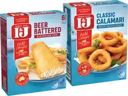 IGA I&J Australian Hoki Beer Battered 425g or Calamari 360g Selected Varieties offer