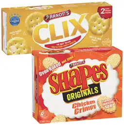IGA Arnott’s Shapes 120‑190g, Clix 250g or Savoy 225g Selected Varieties offer
