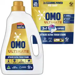 IGA OMO Expert Laundry Liquid 2 Litre or Capsules 28 Pack Selected Varieties offer
