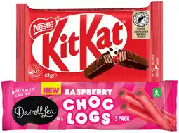 IGA Nestlé Medium Bars 35‑50g or Darrell Lea Choc Logs 3 Pack Selected Varieties offer