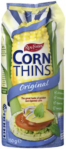 IGA Real Foods Corn Thins 125‑150g Selected Varieties offer