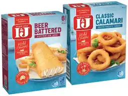 IGA I&J Australian Hoki Beer Battered, Calamari 360g Selected Varieties offer