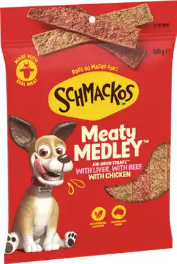 IGA Schmackos Strapz or Stix Dog Treats 500g Selected Varieties offer