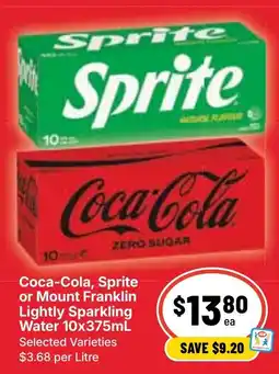 Ritchies Coca-Cola, Sprite or Mount Franklin Lightly Sparkling Water offer