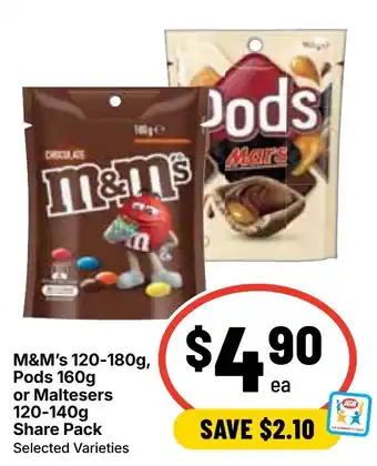 Ritchies M&M's Pods or Maltesers Share Pack offer